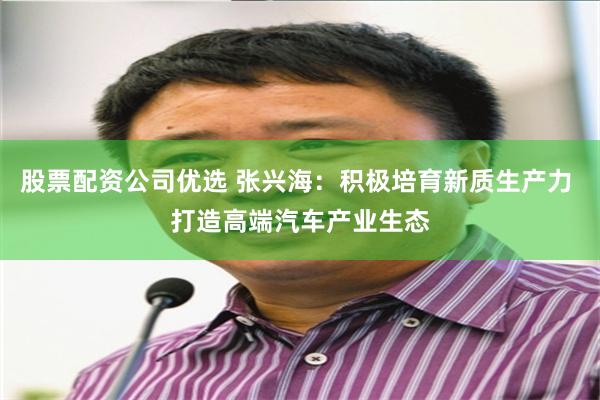 股票配资公司优选 张兴海：积极培育新质生产力 打造高端汽车产业生态