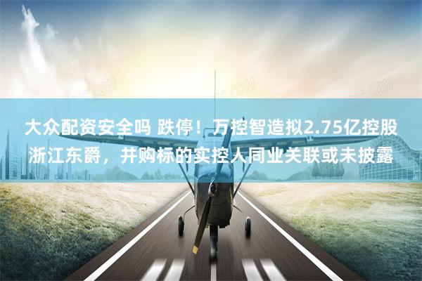 大众配资安全吗 跌停！万控智造拟2.75亿控股浙江东爵，并购标的实控人同业关联或未披露