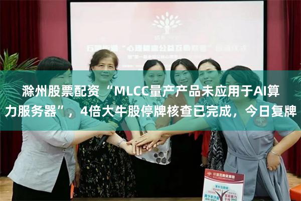 滁州股票配资 “MLCC量产产品未应用于AI算力服务器”，4倍大牛股停牌核查已完成，今日复牌