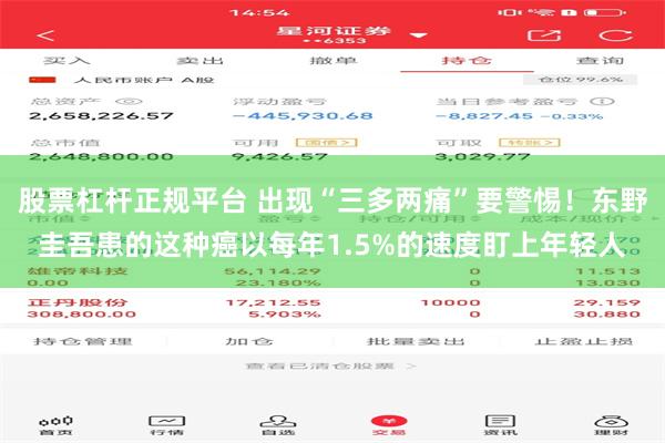 股票杠杆正规平台 出现“三多两痛”要警惕！东野圭吾患的这种癌以每年1.5%的速度盯上年轻人