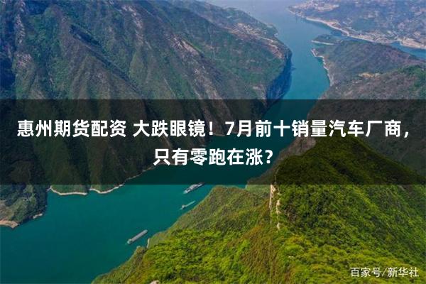 惠州期货配资 大跌眼镜！7月前十销量汽车厂商，只有零跑在涨？