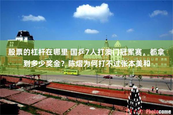 股票的杠杆在哪里 国乒7人打澳门冠军赛,都拿到多少奖金?陈熠为何打不过张本美和