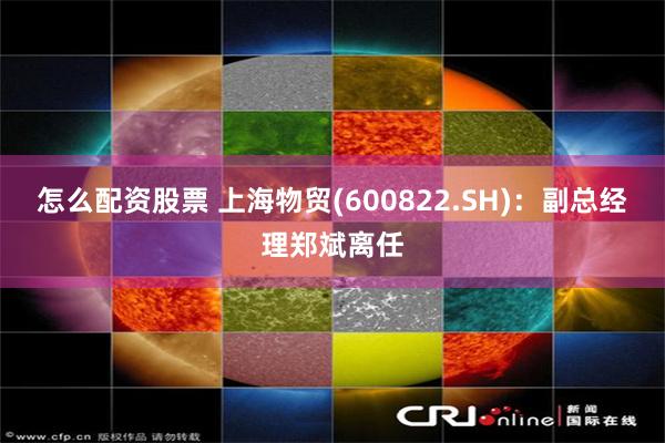 怎么配资股票 上海物贸(600822.SH)：副总经理郑斌离任