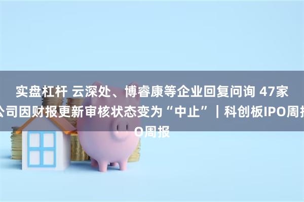 实盘杠杆 云深处、博睿康等企业回复问询 47家公司因财报更新审核状态变为“中止”｜科创板IPO周报